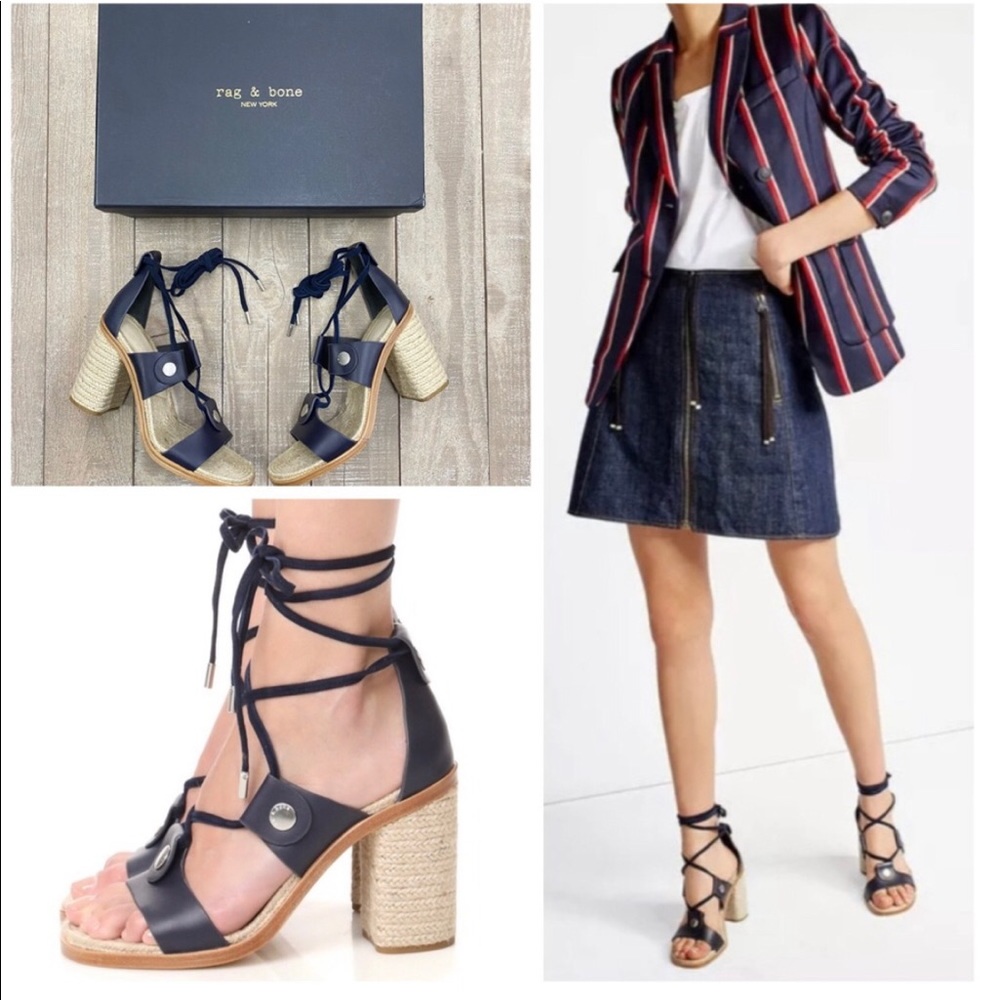Rag & Bone Eden Leather Lace Up Block Heel